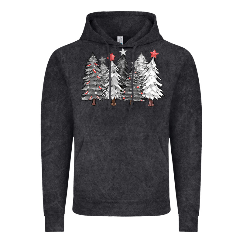 Black And White Christmas Trees With Lights Vintage Hoodie by FaDigitalArtStudio | Teevron