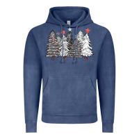 Vintage Denim black and white christmas trees with lights Vintage Hoodie - FaDigitalArtStudio