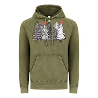Vintage Olive black and white christmas trees with lights Vintage Hoodie - FaDigitalArtStudio