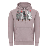 Vintage Zinc black and white christmas trees with lights Vintage Hoodie - FaDigitalArtStudio