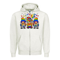 Oatmeal Heather lgbtq gnome Zipper Hoodie - BarkalooDesign