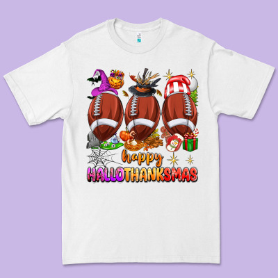 Happy Hallothanksmas Football Premium Tee Designed By Texasbilliewilder