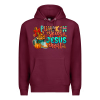 Burgundy Pumpkin pie Jesus Christ Premium Hoodie - CowhideDigitalArt