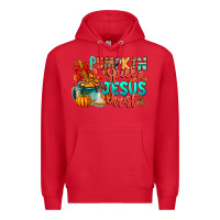 Red Pumpkin pie Jesus Christ Premium Hoodie - CowhideDigitalArt