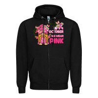 Black in october we wear pink gnome Zipper Hoodie - BarkalooDesign