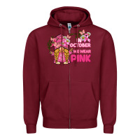 Burgundy in october we wear pink gnome Zipper Hoodie - BarkalooDesign