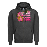 Charcoal Heather in october we wear pink gnome Zipper Hoodie - BarkalooDesign