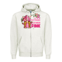 Oatmeal Heather in october we wear pink gnome Zipper Hoodie - BarkalooDesign