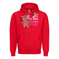 Red in october we wear pink gnome Zipper Hoodie - BarkalooDesign