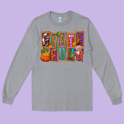 Grateful Thanksgiving Long Sleeve Tee Designed By Fadigitalartstudio