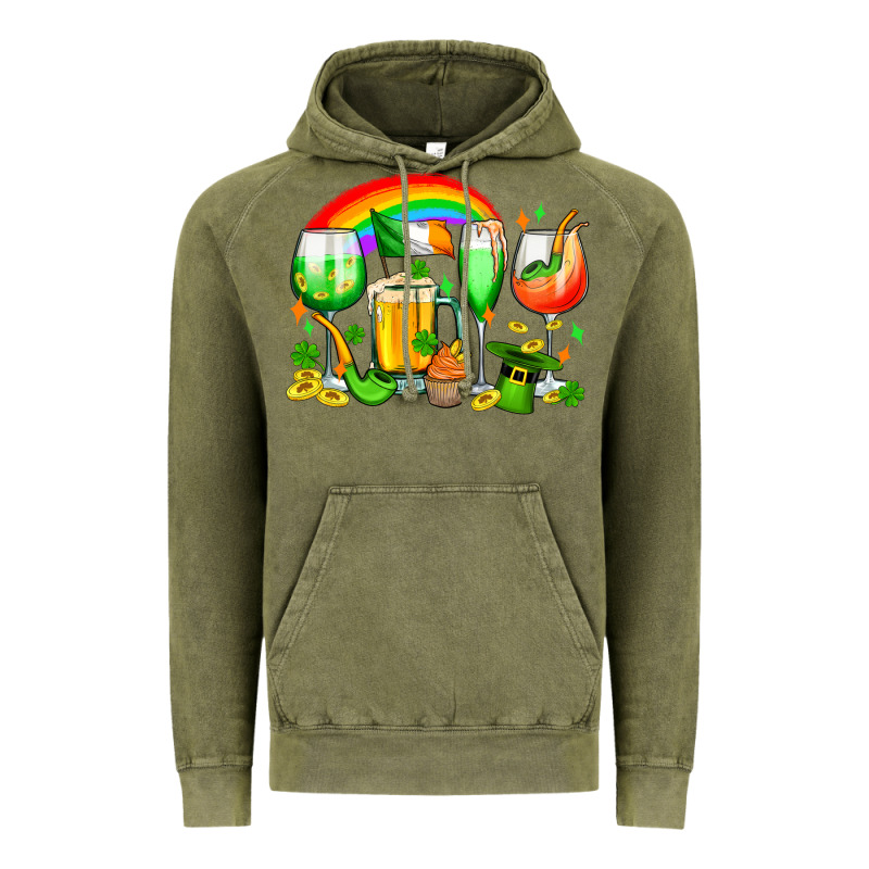 Wine Glasses St. Patricks Vintage Hoodie by OliviaCreatesArt | Teevron