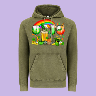 Wine Glasses St. Patricks Vintage Hoodie Designed By Oliviacreatesart