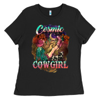 Black Cosmic Cowgirl Ladies Tee - HowdyJamesFarm