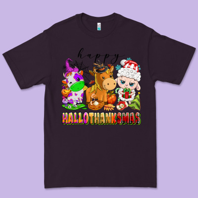 Happy Hallothanksmas Farm Animals Premium Tee Designed By Texasbilliewilder