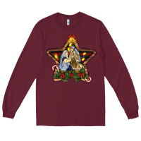 Burgundy christmas baby jesus oh holly night Long Sleeve Tee - RanaPortraitStore