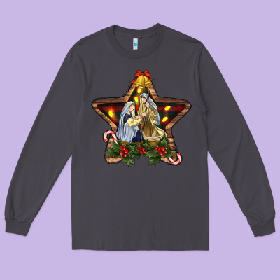 Christmas Baby Jesus Oh Holly Night Long Sleeve Tee Designed By Ranaportraitstore