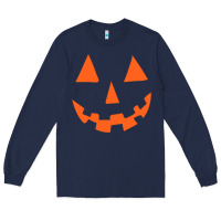 Navy Halloween Pumpkin Face Gift Creepy Spooky Horror Long Sleeve Tee - maiPhamDesign