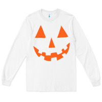 White Halloween Pumpkin Face Gift Creepy Spooky Horror Long Sleeve Tee - maiPhamDesign