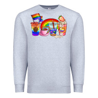 Heather Grey pride coffee cups Premium Sweatshirt - AdoDesignShop