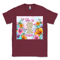 Burgundy she is mom with flowers Classic Tee - TumblerDesignByShophia