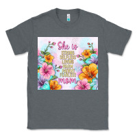 Charcoal Heather she is mom with flowers Classic Tee - TumblerDesignByShophia