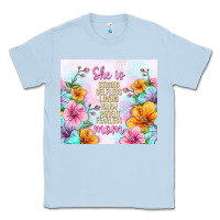 Dusty Blue she is mom with flowers Classic Tee - TumblerDesignByShophia