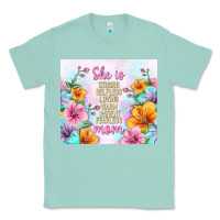Seafoam she is mom with flowers Classic Tee - TumblerDesignByShophia