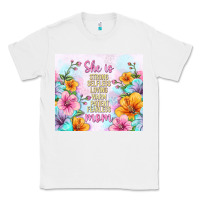 White she is mom with flowers Classic Tee - TumblerDesignByShophia