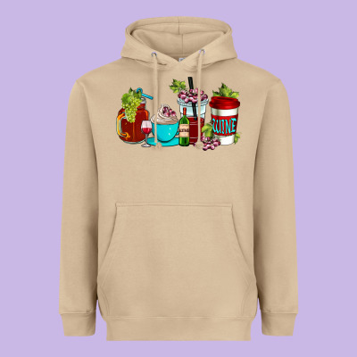 Wine Coffee Cups Heavyweight Hoodie Designed By Adodesignshop