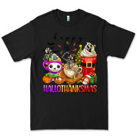 Black happy hallothanksmas skeleton coffee cups Premium Tee - texasbilliewilder