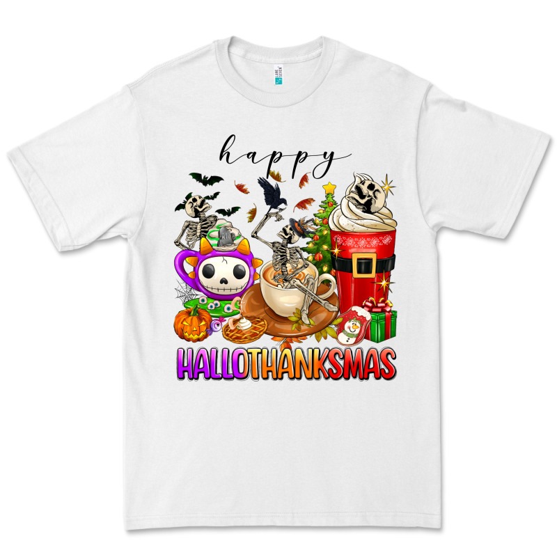 Happy Hallothanksmas Skeleton Coffee Cups Premium Tee by texasbilliewilder | Teevron