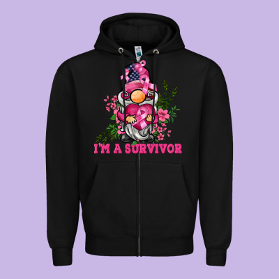 I'm A Survivor Gnome Zipper Hoodie Designed By Barkaloodesign