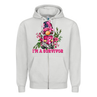 Dove Grey i'm a survivor gnome Zipper Hoodie - BarkalooDesign