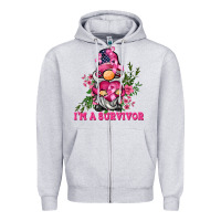 Heather Grey i'm a survivor gnome Zipper Hoodie - BarkalooDesign