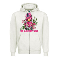 Oatmeal Heather i'm a survivor gnome Zipper Hoodie - BarkalooDesign