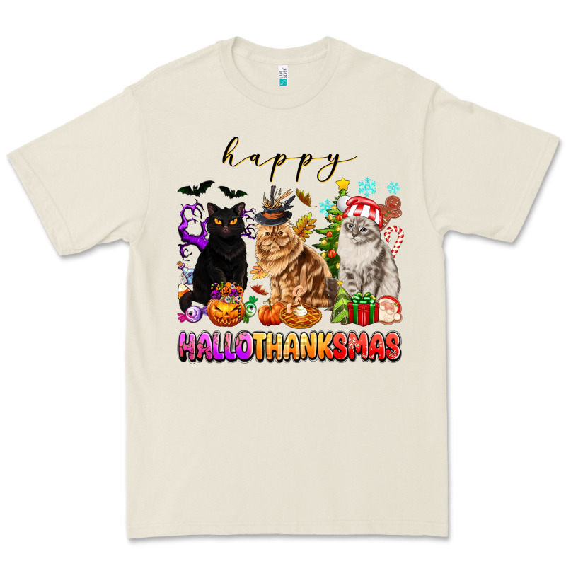 Happy Hallothanksmas Cats Premium Tee by texasbilliewilder | Teevron