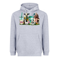 Heather Grey cow coffee cups Heavyweight Hoodie - AdoDesignShop