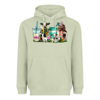 Matcha cow coffee cups Heavyweight Hoodie - AdoDesignShop