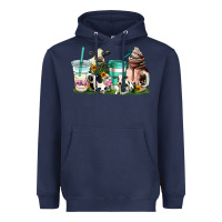 Navy cow coffee cups Heavyweight Hoodie - AdoDesignShop
