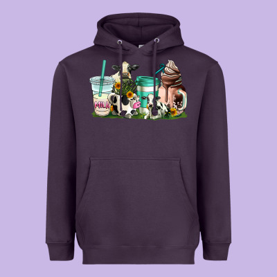 Cow Coffee Cups Heavyweight Hoodie Designed By Adodesignshop