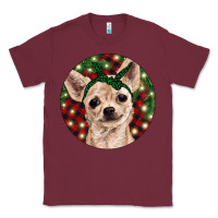 Burgundy Christmas Chihuahua With Buffalo Plaid Classic Tee - RanaPortraitStore