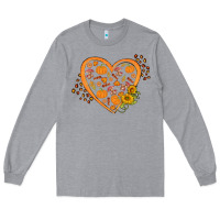 Heather Grey Western Autumn Heart Long Sleeve Tee - FaDigitalArtStudio