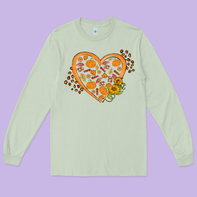 Western Autumn Heart Long Sleeve Tee Designed By Fadigitalartstudio