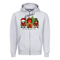 Heather Grey Christmas choir gnomes Zipper Hoodie - BarkalooDesign