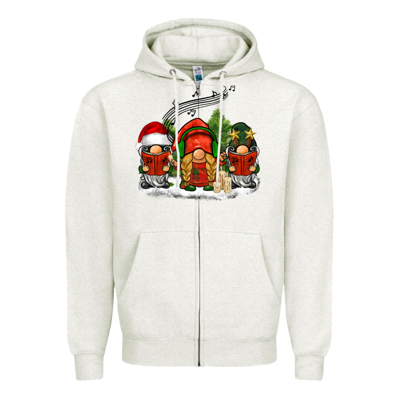 Christmas Choir Gnomes Zipper Hoodie by BarkalooDesign | Teevron