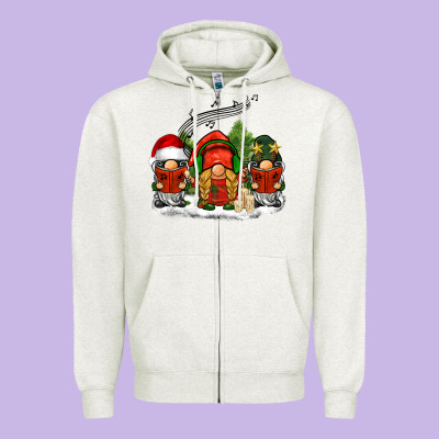 Christmas Choir Gnomes Zipper Hoodie Designed By Barkaloodesign