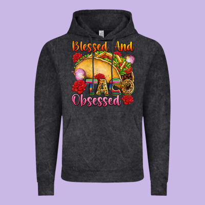 Blessed And Taco Obsessed Mexico Vintage Hoodie Designed By Fadigitalartstudio
