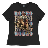 Black Rodeo Cowboy bull western Ladies Tee - HowdyJamesFarm