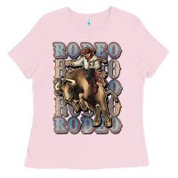 Bubblegum Pink Rodeo Cowboy bull western Ladies Tee - HowdyJamesFarm
