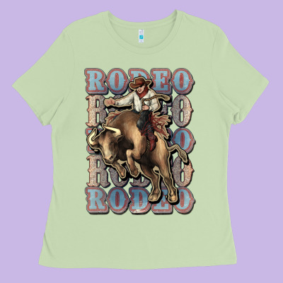Rodeo Cowboy Bull Western Ladies Tee Designed By Howdyjamesfarm